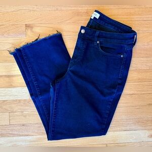 NYDJ Not Your Daughter’s Jeans raw hem straight leg ankle jeans dark blue 14